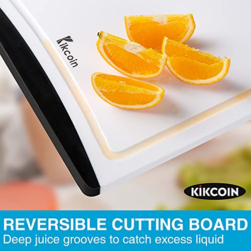 Cutting Boards For Kitchen, Extra Large Plastic Cutting Board Dishwasher Chopping Board Set Of 3 With Juice Grooves, Easy Grip Handle, Black, Kikcoin #TOP3