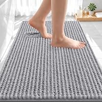 30x20 Inch Smiry Thick Extra Soft Absorbent Chenille Bath Mat (Grey)