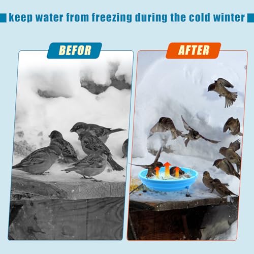 WISMOIER Heated Bird Bath with Solar Fountain Thermostatically Controlled -80W Bird Bath Deicer for Winter Garden with 5.9Ft Electric Cord Heated Bird Waterer Birdbath Heater for All Seasons - Thumbnail 4