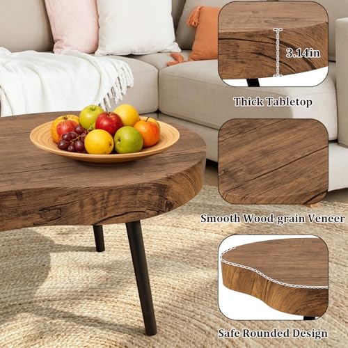 Image of Small Living Room Coffee Tables Modern Classic Cloud-Shape Coffee Table Wooden Low Center Table for Bedroom Apartment Reception Room Easy Assembly Sturdy Light Brown