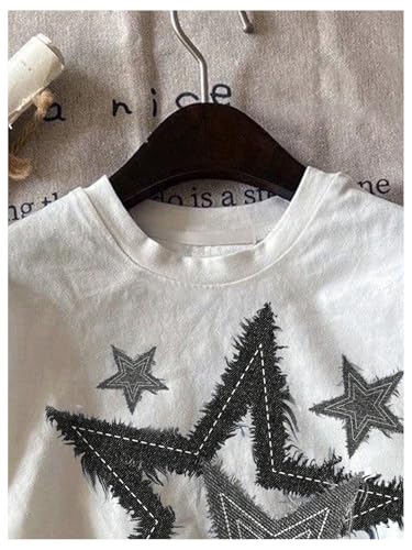 Floerns Girl's Star Print Drop Shoulder Tee Short Sleeve Crew Neck Loose T Shirt3