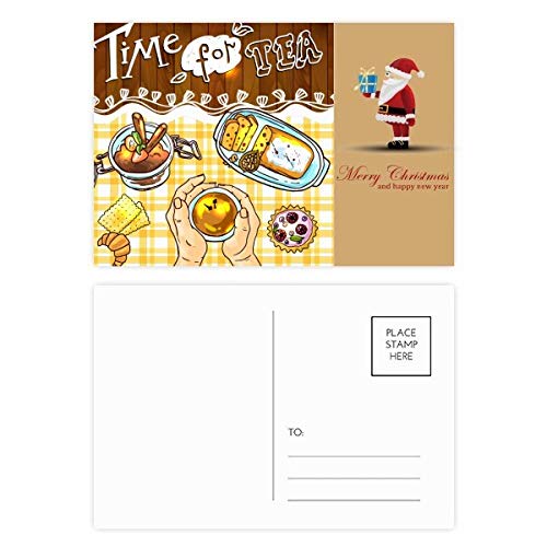 Cartes postales Time for Tea et biscuits au chocolat du Père Noël x20