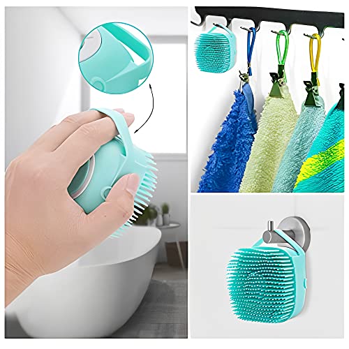 Molain Dog Cat Bath Brush Comb Silicone Rubber Dog Grooming Brush Silicone Puppy Massage Brush Hair Fur Grooming Cleaning Brush Soft Shampoo Dispenser (Blue) #TOP4