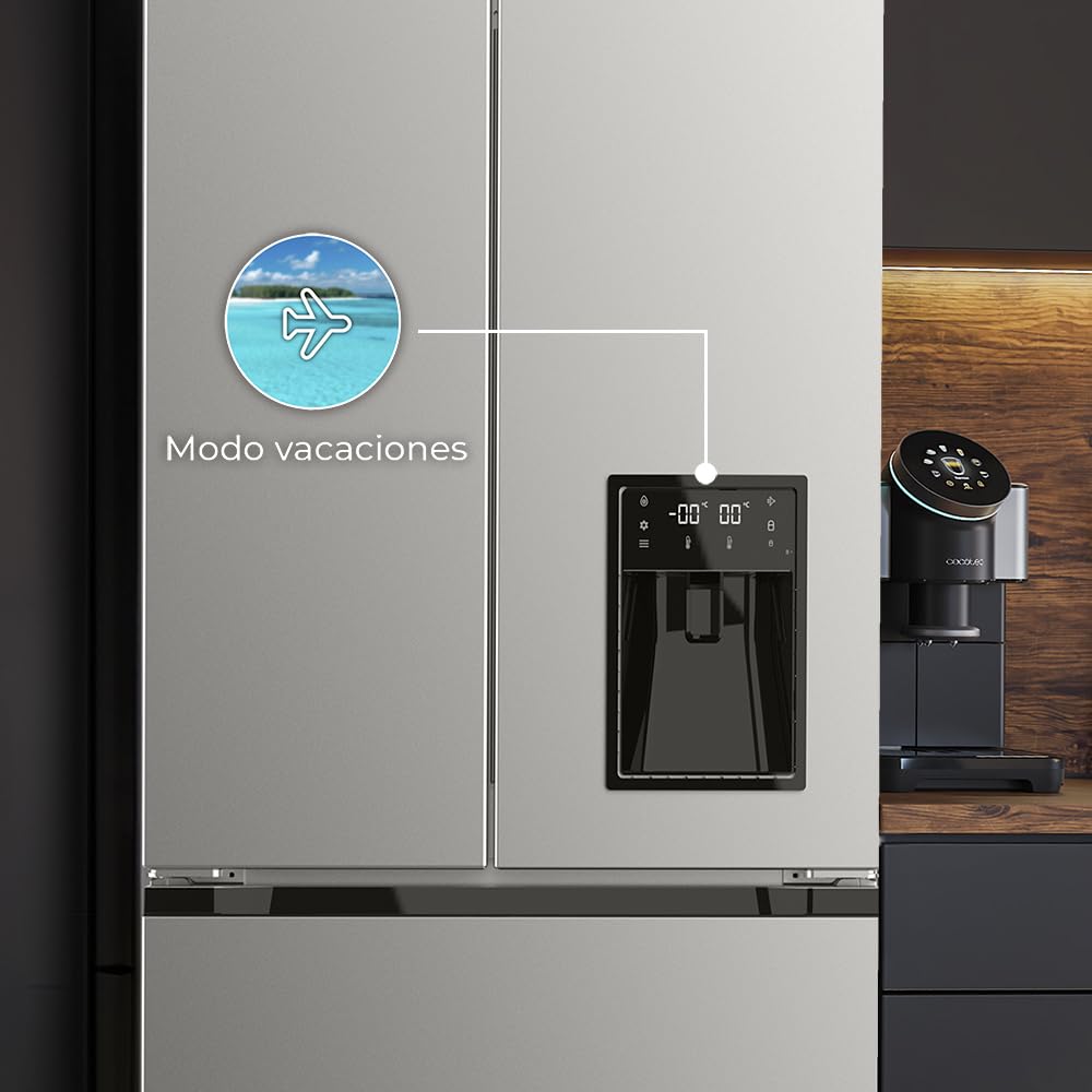 Cecotec Réfrigérateur Congélateur 4 Portes Française Bolero CoolMarket FD 436 WD Inox 436L Total No Frost