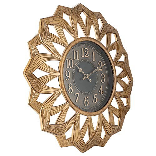 Pacific Bay Alsfeld Large Decorative Light-Weight Non-Metallic 20-Inch Wall Clock Silent, Non-Ticking, 3-D Aluminum Dial, Easy-To-Read, Quartz Battery Operated, Glass Face Cover #TOP4