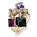 dnswez Rose Gold Plated Multi-color Cubic Crystals Cluster Statement Cocktail Rings for women(7)