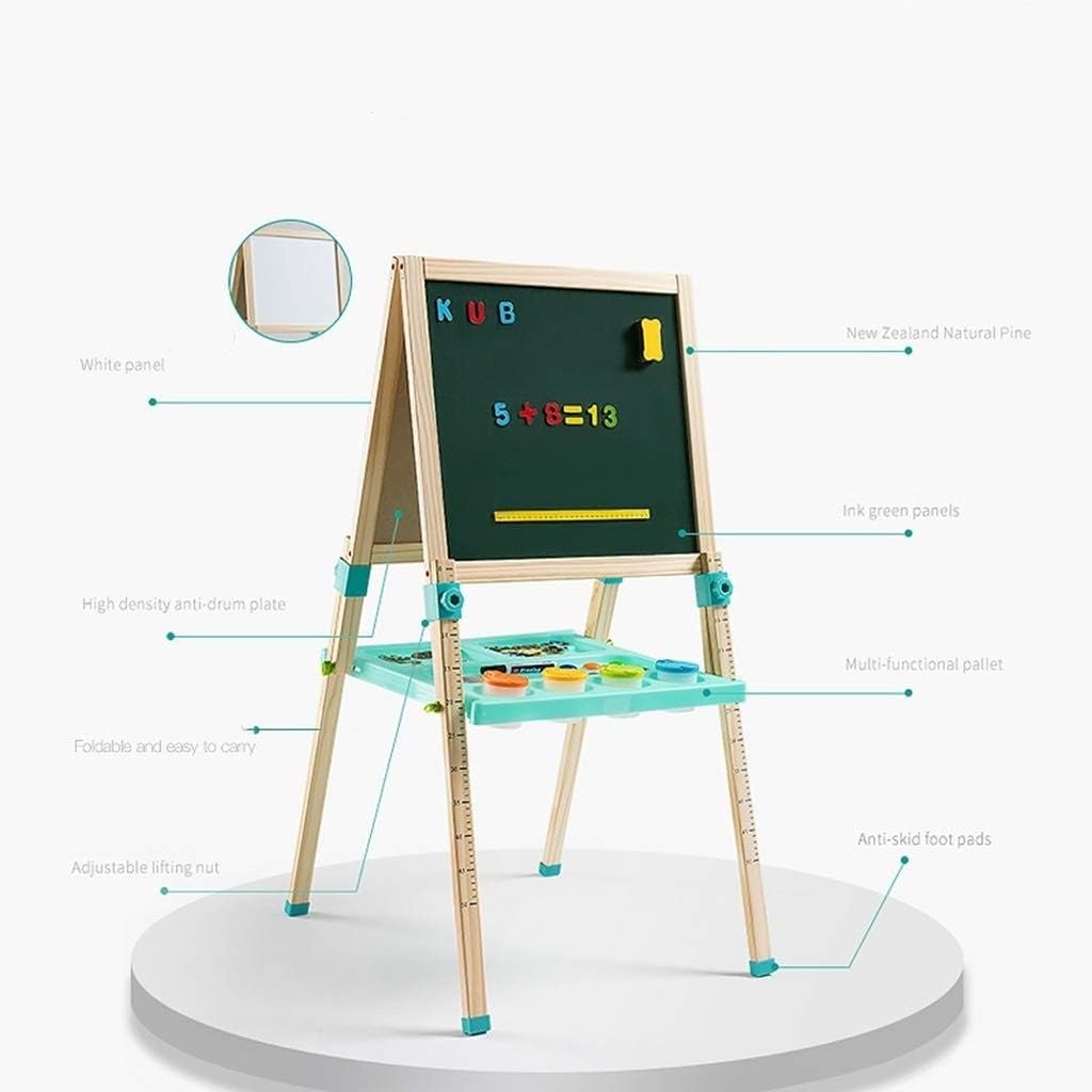 Kids Wooden Easel Adjustable Height Magnetic Sided Art Dry Drawing Board for 2-8 Years Toddlers Children Painting