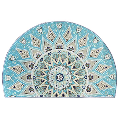 Home Half Round Door Mat Sky Blue Bohemian Peacock Pattern Indoor Welcome Doormat Outdoor Carpet Entrance Rug Living Room Bedroom Entrance Mat Bohemian Morocco Mystic Mandala Style Rugs #TOP5