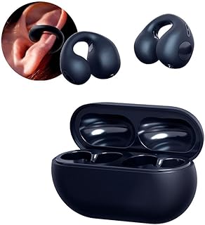 Fones de ouvido de condução óssea,Fones de ouvido de condução óssea com clipe de orelha - Fones de ouvido 5.3, fones de ouvido invisíveis, microfone embutido, classificação IPX4, fones de Caneem