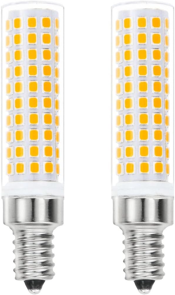 T6 E12 10W LED Candle Bulbs,2700K Warm White,1200lm E12 LED Candelabra Bulbs C7 for Ceiling Fan Chandelier Pendant Lighting Salt Lamp,Non-dimmable,2 Pack
