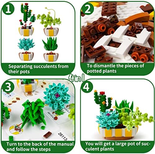 OundarM Artificial Succulents Plant Building Blocks Set- Orchid, Botanical Collection Building Set for Kids 6+ Adults, NOT Compatible with Lego (81 Pcs)