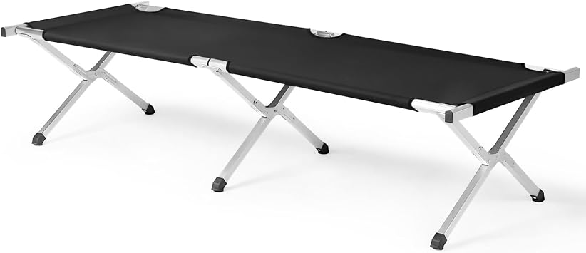 Large Folding Cot,Camp Bed, Portable Folding Camping Cot for Adults,Indoor Outdoor Portable Sleeping Cot for Hiking, Camping with Carrying Bag Army Black