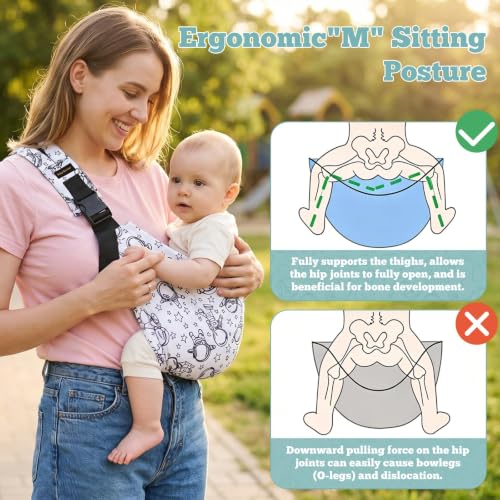 Baby Sling Carrier for Toddlers, Adjustable One-Shoulder Baby Carrier, Lightweight Breathable Baby Sling for Travel, Walking & Daily Use, Ergonomic Baby Holder,Hip Healthy Baby Sling Carrier - Image 3