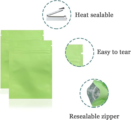 Miniatura 5 de FERENLI 100 piezas de bolsas de cierre de cremallera con sello automático planas para paquetes de papel de aluminio con cierre de cremallera, bolsas