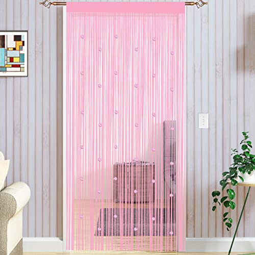 Taiyuhomes Rideau De Porte en Perles Anti Mouches pour Extérieur - Moustiquaire, Cloison De Séparation De Pièces - 90x200cm - Rose