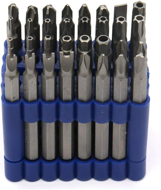Screwdriver Bits 32 In1 Screwdriver Bit Set 1/4 Inch Hex Shank 75mm Long Tamper Proof CRV Security Bits Torx Hex With Hole Spanner Bit Set