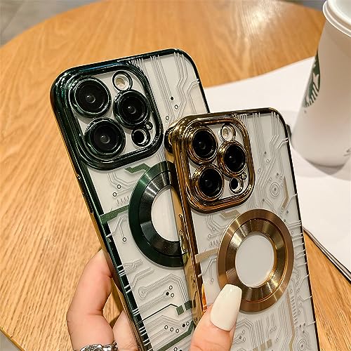 Coque transparent magnétique iPhone 14 avec placage chic - 3