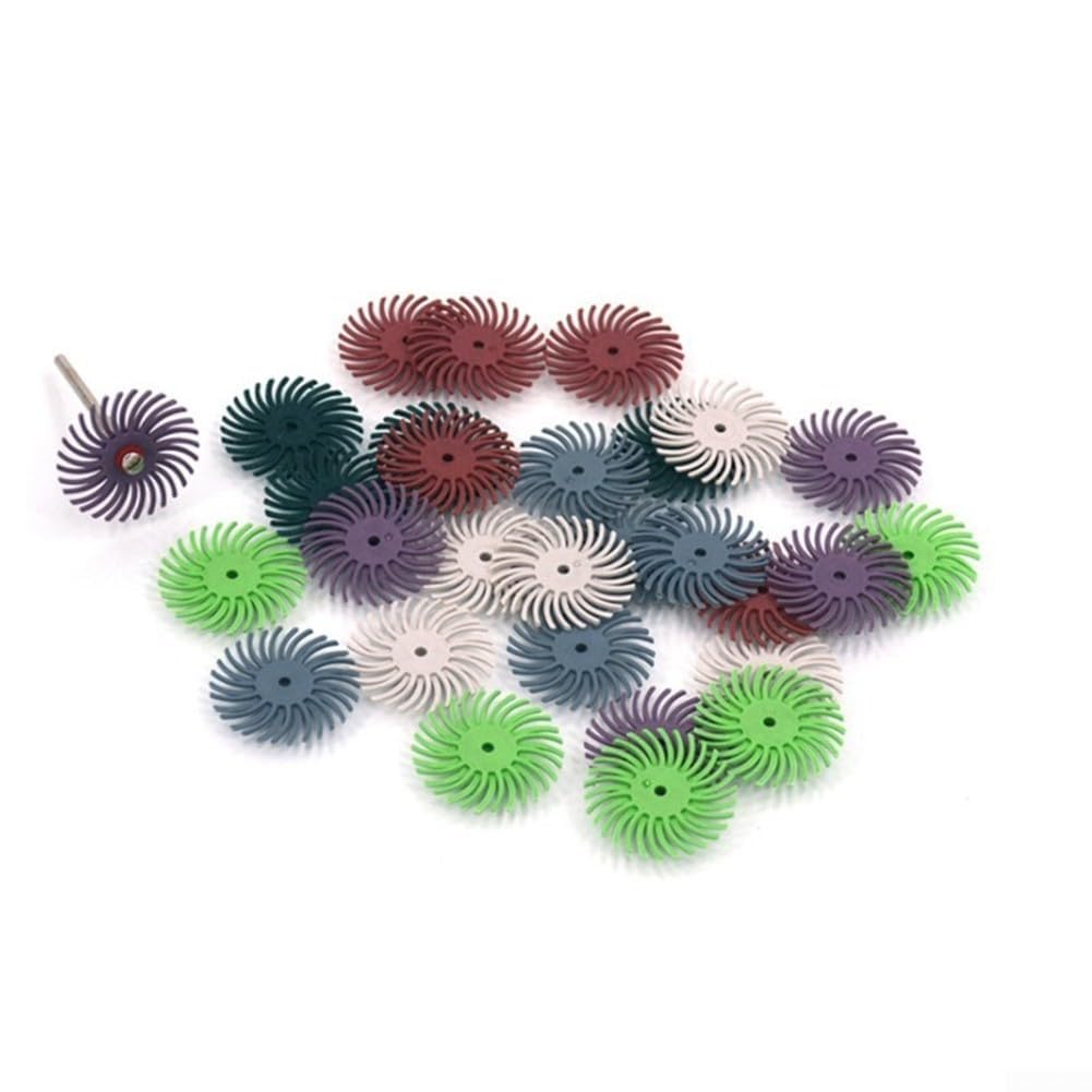 Kit di accessori per utensili rotanti con dischi radiali con rivestimento in ossido di alluminio per una preparazione efficace ma delicata (grana 120)