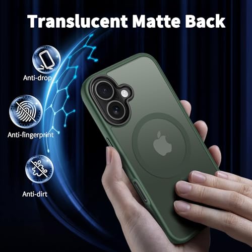 Image of CACOE Magnetic Case for iPhone 16 6.1 inch, Dark Green
