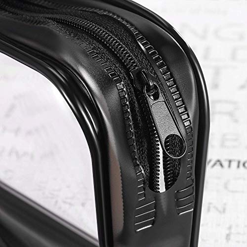 Clear PVC Zipper Pen Pencil Case,Portable Travel Toiletry Bag,Big Capacity Stationery Pencil Bag(Black an&White)
