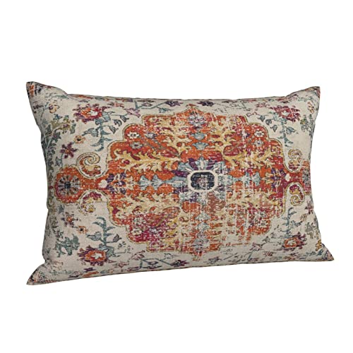 Boho Pillow Covers 12X20 Inch Set Of 2,Carpet Pattern Throw Pillows Case,Burnt Orange Yellow Ethnic Design Outdoor Decorative Lumbar Linen Farmhouse Decor Cushion Covers For Home Sofa Bed Couch #TOP4