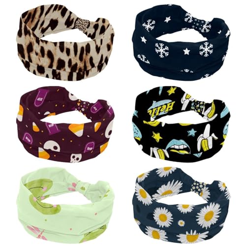Bandeau antidérapant femme contre la sueur lot de 6 turbans élastiques pour sport et gym