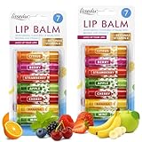 SOL 14pk Womens Lip Balm Set Flavoured Moisturiser with Beeswax & Vitamin E - Fruit Lipbalm for Girls and Teens, Moisturising Balms Multipack Sticks for Dry and Chapped Lips for Daily Use and Gifting