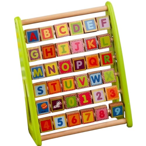 SOPOTUTU Juguete Educativo Multifunción de Madera Alfabeto y Números, Tablero Cognitivo Verde, Juego de Aprendizaje Temprano, Desarrollo Mano-Ojo y Coordinación Motriz