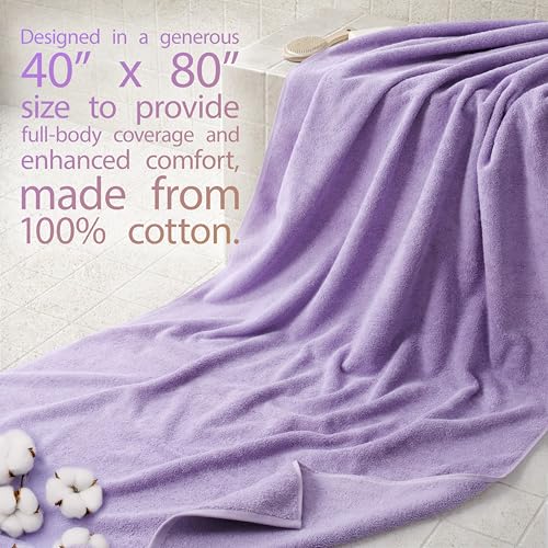 Image of Cotton Paradise 100% Cotton Turkish Towel, Soft Absorbent Quick Dry, 40x80 Oversized Bath Sheet Towel, Lilac