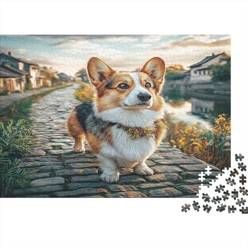Puzzle de perro Corgi 1000 piezas, juego educativo y estimulante de 70x50cm