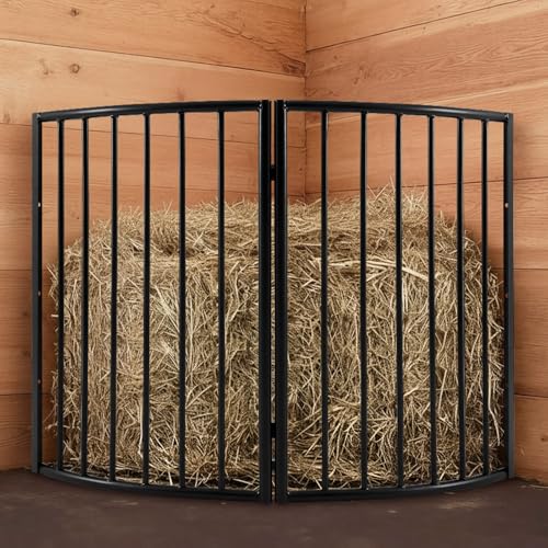 Otoolling Floor Corner Hay Feeder for Horse, Large Hay Rack Feeder Blanket Holder, 2.5 Healthy Slow Eating Prevents Waste, Easy Assembly for Goats Sheep Indoor Outdoor(Corner No Lid)