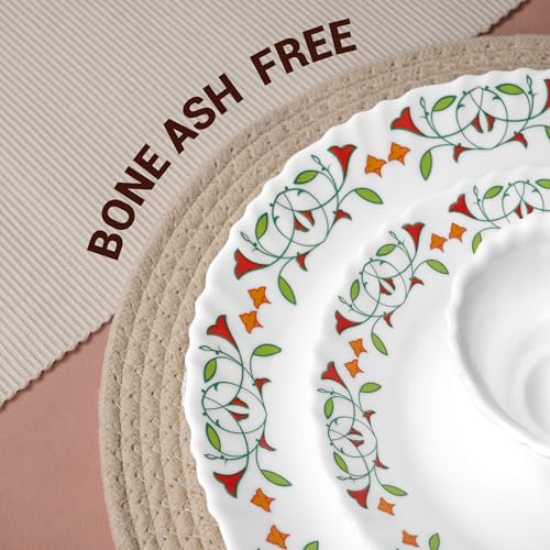Image of Treo by Milton Opalware Aurelia Meena Dinner Set of 18 | Serving for 6 | Microwave & Dishwasher Safe | Bone-Ash Free | Tempered Toughness | Plates & Bowls | Crockery Set for Dining & Gifting