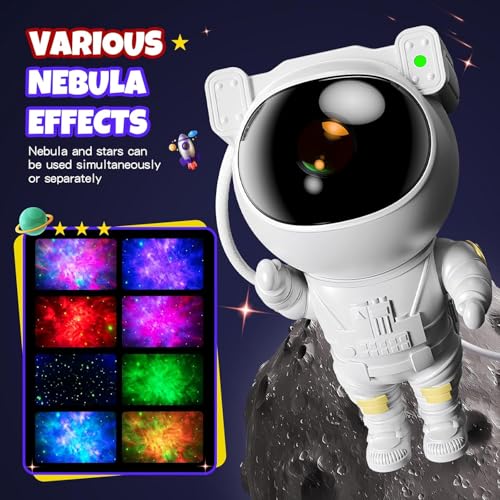 Image of Desidiya LED Starry Night Light Projector Lamp, Galaxy Projector, Star Projector with Timer and Remote Astronaut Nebula Lamp for Kids Adults, Room Decor Gifts for Kids, Friends, Birthday Party (White)