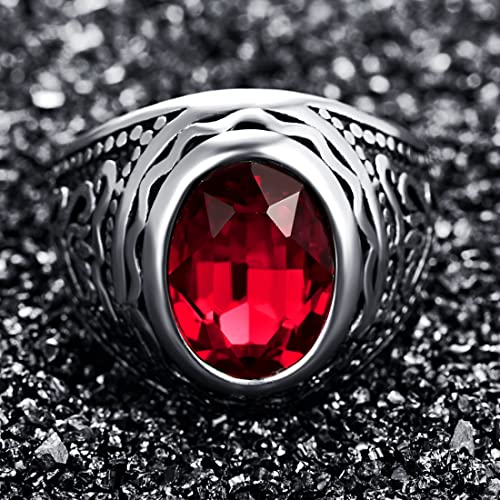 Stainless Steel Crystal Carved Ring, Unisex Gift