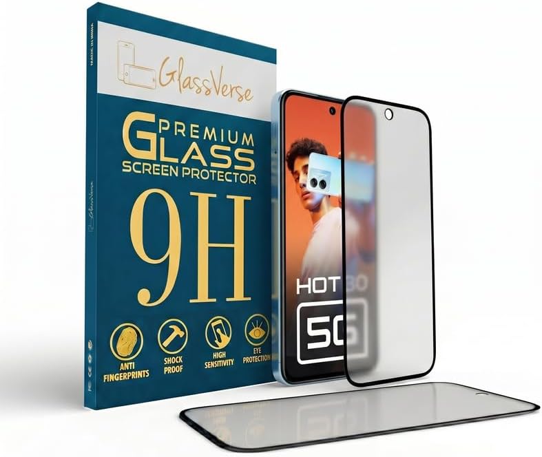 GlassVerse D+ Matte Tempered Glass With 18H Hardness For Tecno Spark 10 5G (PACK OF 1) with Free Installation Kit Full screen Coverage - 6.56 inch