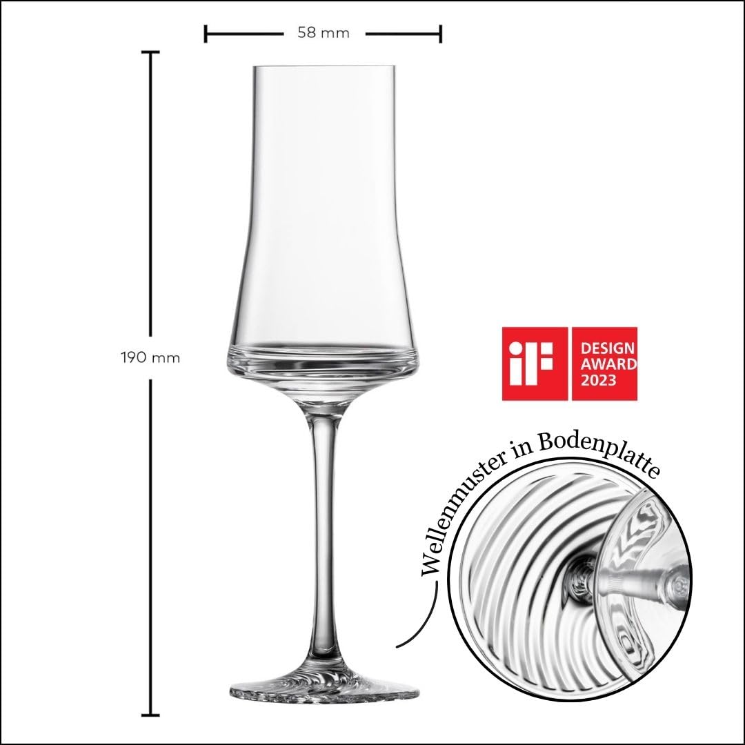 ZWIESE GLAS Echo, nowoczesne kieliszki do wódki z trzonkiem do grappy, nadają się do mycia w zmywarce, Made in Germany (nr art. 123386)