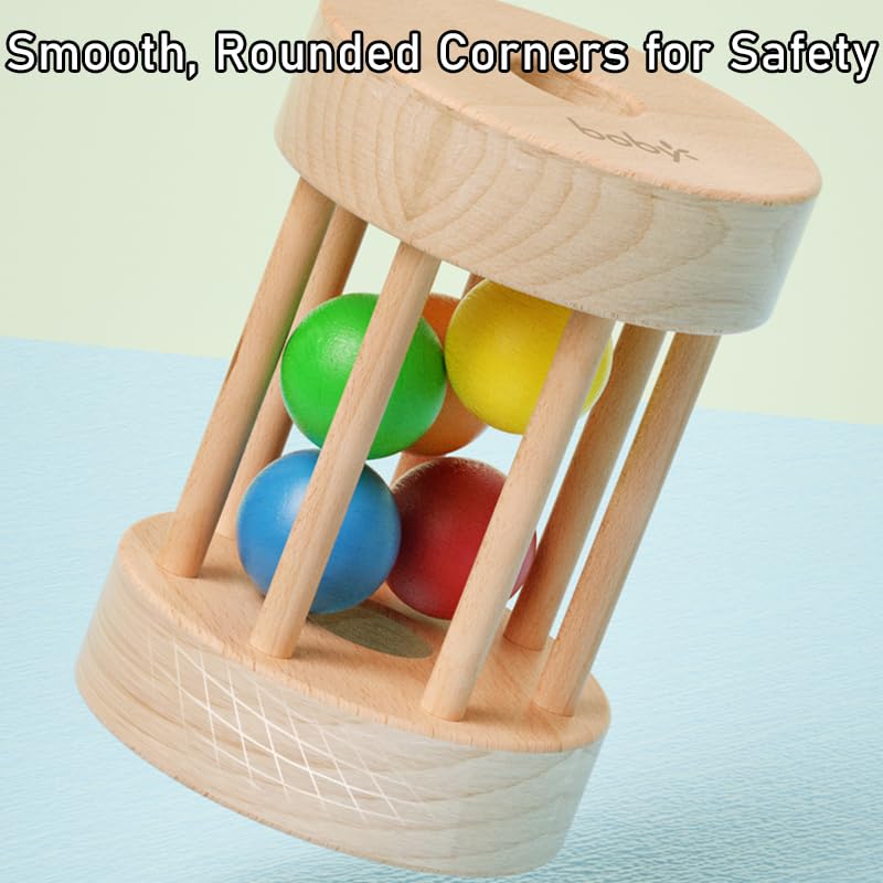 Dailyfunn Montessori Toys Wooden Infant Baby Rolling Rattle Toy for Babies 6-12-18-24 Months Newborn Shower Birthday Gift image 6 of 7 B0DQ5TKY86