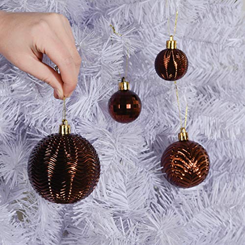 Prextex Christmas Tree Ornaments - Brown Christmas Ball Ornaments Set For Christmas, Holiday, Wreath & Party Decorations (36 Pcs - Small, Medium, Large) Shatterproof, 3 Size Combo #TOP5
