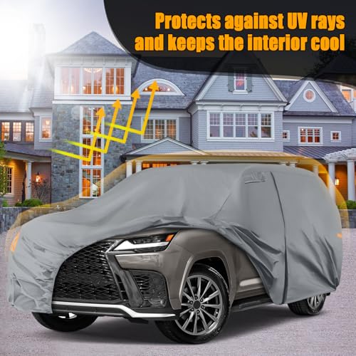 Image of Waterproof Premium Car Covers Replace for 2008-2025 Lexus LX /Toyota Land Cruiser, 10 Layers Heavy Duty with Cotton Liner Car Cover with Zipper Door, Windproof Bands for Snow Rain Dust Protection