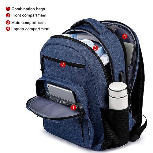 Image of Backpack for Boys Mens, Sturdy Ergonomic Backpack for High School College | 15.6 Inch Bookbag with Laptop Compartments for School, Work Travel, Blue