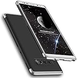 Galaxy Note 8 Case, Wellerly 3 in 1 Ultra Slim Hard PC Premium Case Hybrid Anti Fingerprint Scratches Soft Grip 360 Degree Full Body Protection Cover for Samsung Galaxy Note 8 (Black+Sliver)