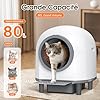 RWSRW Litiere Chat Autonettoyante XXL, 80L Bac à Litière à Nettoyage Automatique par APP et 9 Capteurs, Automatique avec Contrôle pour Les Grands Chats (Max. 8kg)