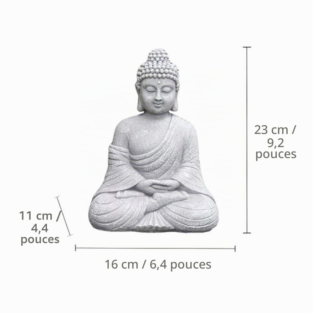 Jardin Ornement Assis Bouddha Zen Extérieur Intérieur Statue Résine Décor À La Maison 23cm