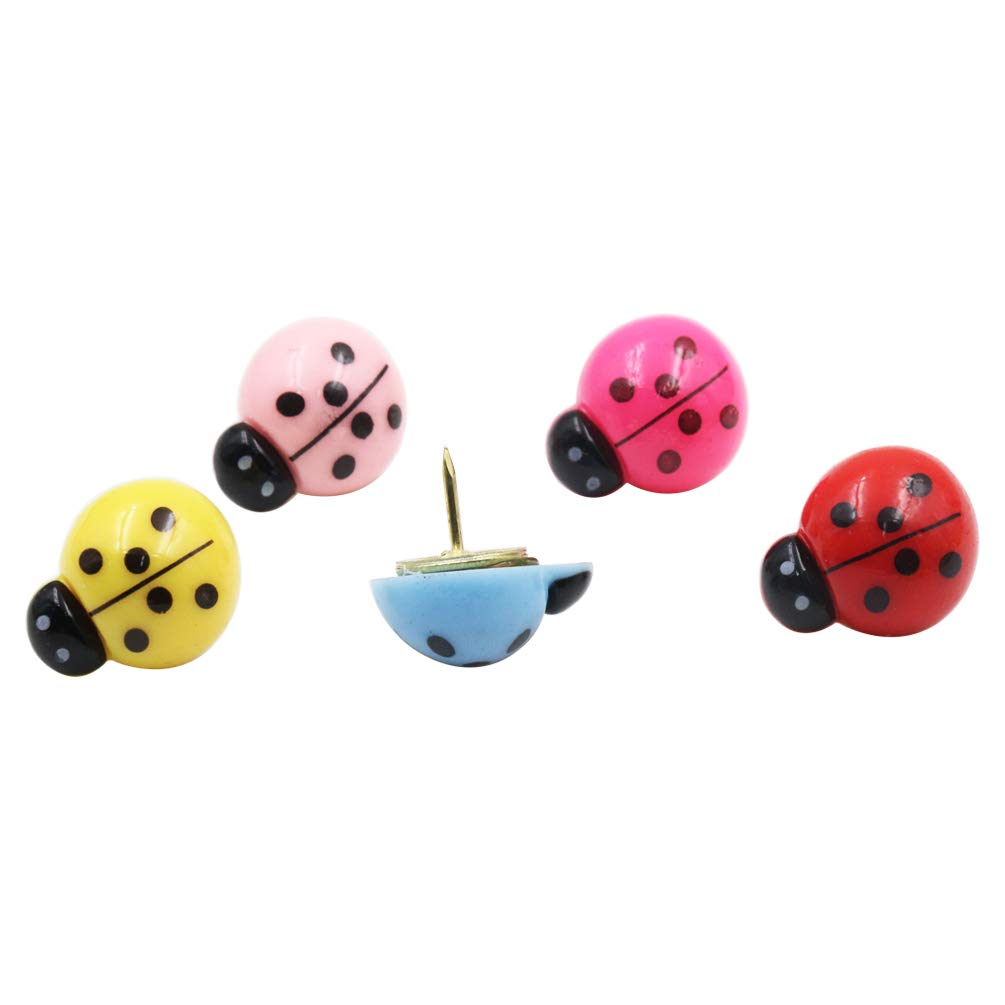 KOTU 25 Pcs Decorative Thumbtacks Ladybird Pushpins for Feature Wall, Whiteboard, Corkboard, Photo Wall