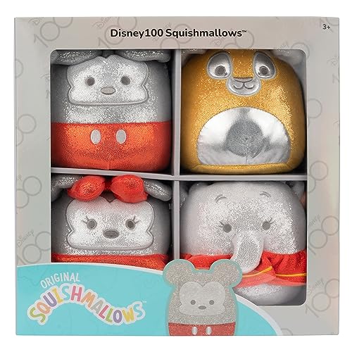 Squishmallows Original 5-Inch Disney100 Winnie the Pooh, Tinker Bell, Simba & Dumbo Little-Sized Ultrasoft Plush