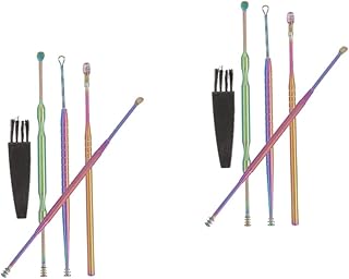 Healvian 2 Sets Ear Cleaning Set of 5 Earwax Spoon Ear Wax Remover Kit Ear Cleaners Ear Wax Cleaner Earwax Digger Ear Cleaning Tools Ear Cleaning Kit Ear Pick Spring Stainless Steel Spiral