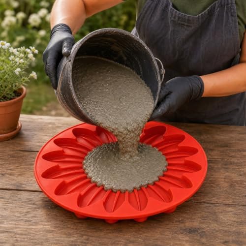 Reusable Sunflower Stepping Stone Mold, 15.7'' Round Stepping Stone Molds, DIY Garden & Walkway Decoration, Cement Molds for Concrete, Sunflower Paver Mold,Concrete Casting Mold, Sunflower — view 4
