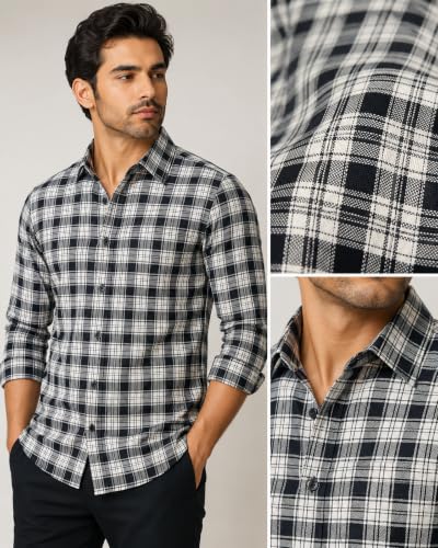 Image of Cotswool Checks Unstitched Shirt Fabric 2.25 Meter, 44 Inch