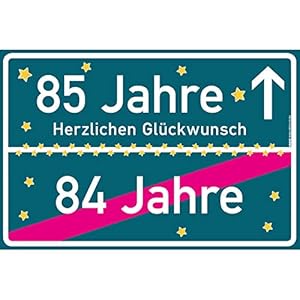 vanva 85 Geschenk Junge Schild mit Spruch Herzlichen Glückwunsch Ortsschild Geschenk für Männer 85 Jahre Party Deko…