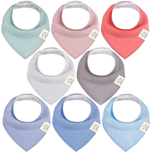 Image of 8-Pack Organic Baby Bandana Drool Bibs for Girls - Super Absorbent Baby Bibs for Baby Girls, Baby Boys, Soft Cotton Bandana Bibs, Baby Drool Bib, Teething Bibs for Infant, Toddler, Bib Girl (Spring)